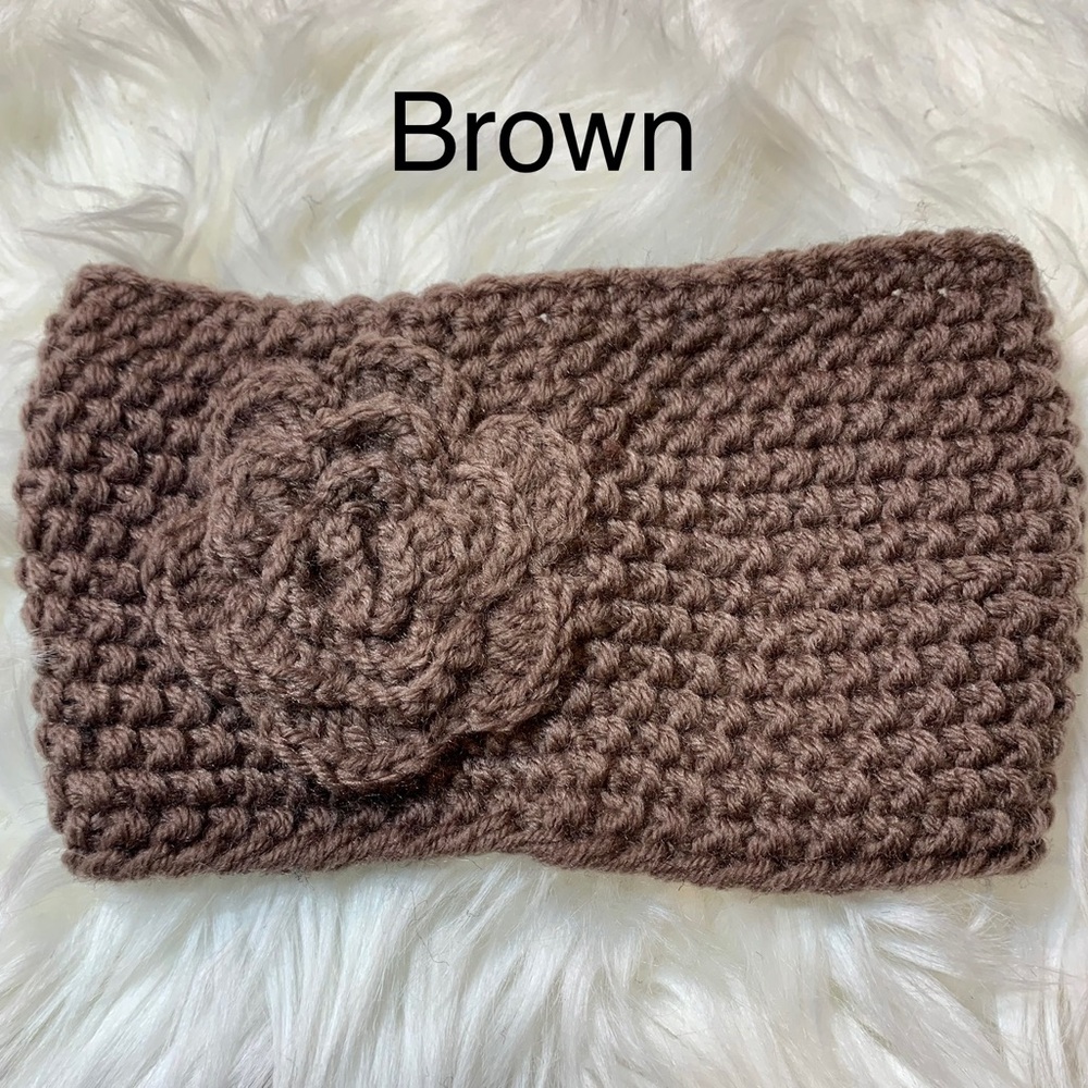 Knitted Headband Ear Warmer with Flower